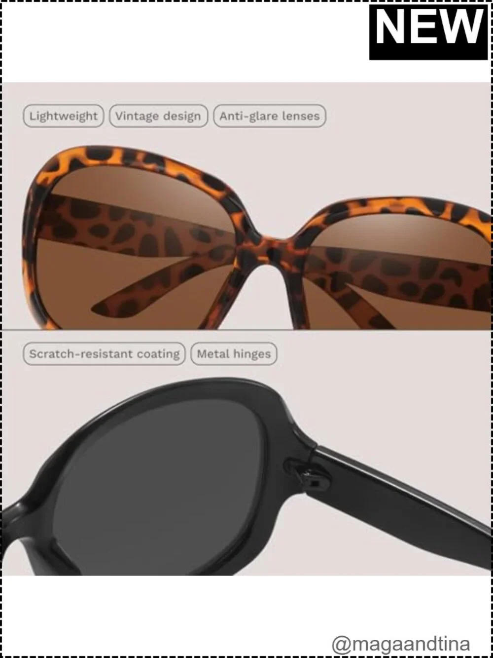 Oversized Polarized Sunglasses Women Retro Bug Eye UV400 Protection